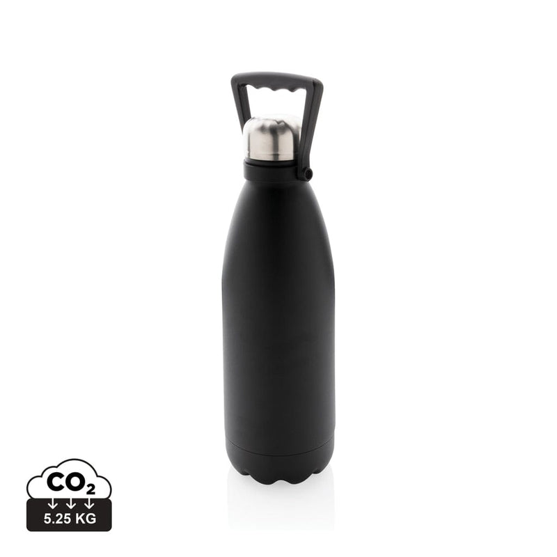 Bottiglia termica in acciaio riciclato RCS 1,5L nero - personalizzabile con logo