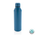 Bottiglia termica in acciaio riciclato RCS 500ml blu - personalizzabile con logo