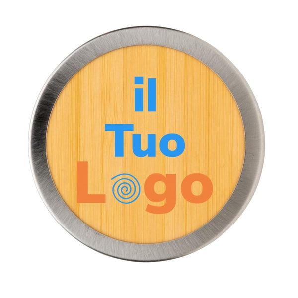 Bottiglia termica in bambù marrone - personalizzabile con logo