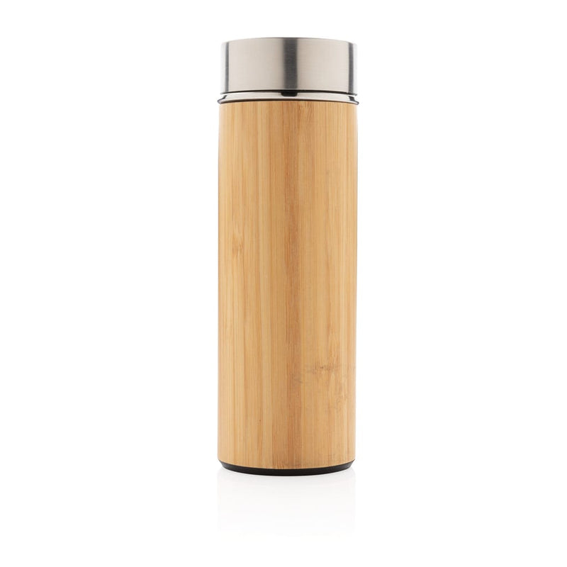 Bottiglia termica in bambù marrone - personalizzabile con logo