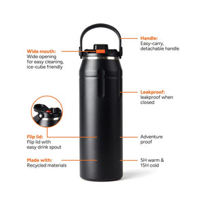 Bottiglia termica sportiva Nordic Drift Trail RCS 940ML nero - personalizzabile con logo