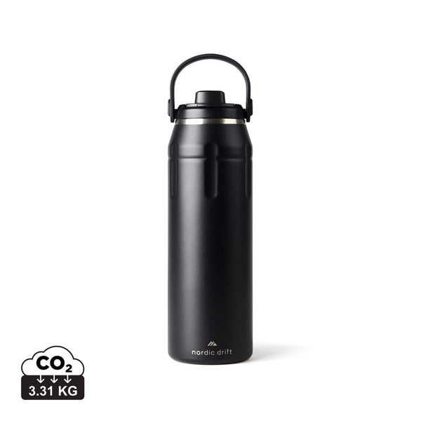 Bottiglia termica sportiva Nordic Drift Trail RCS 940ML nero - personalizzabile con logo
