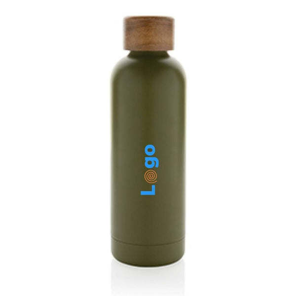 Bottiglia termica Wood in acciaio riciclato  certificato RCS - personalizzabile con logo