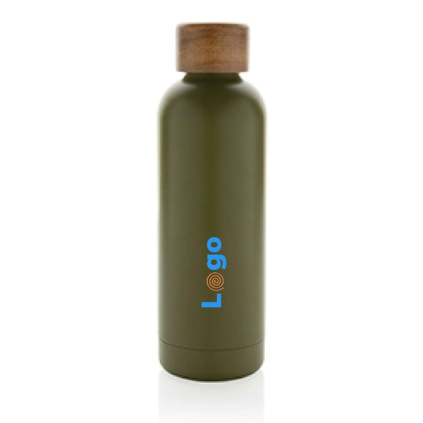 Bottiglia termica Wood in acciaio riciclato  certificato RCS - personalizzabile con logo