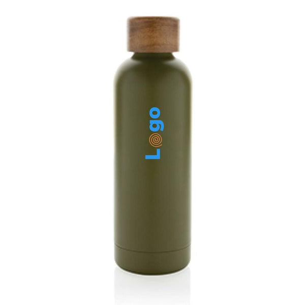 Bottiglia termica Wood in acciaio riciclato  certificato RCS - personalizzabile con logo