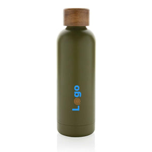 Bottiglia termica Wood in acciaio riciclato  certificato RCS - personalizzabile con logo