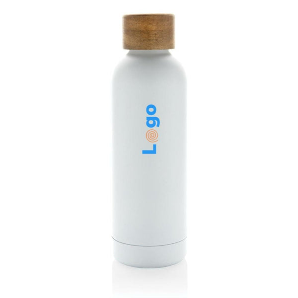 Bottiglia termica Wood in acciaio riciclato  certificato RCS - personalizzabile con logo