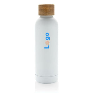 Bottiglia termica Wood in acciaio riciclato  certificato RCS - personalizzabile con logo