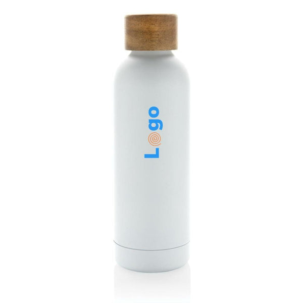 Bottiglia termica Wood in acciaio riciclato  certificato RCS - personalizzabile con logo