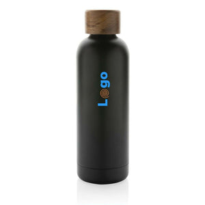 Bottiglia termica Wood in acciaio riciclato  certificato RCS - personalizzabile con logo