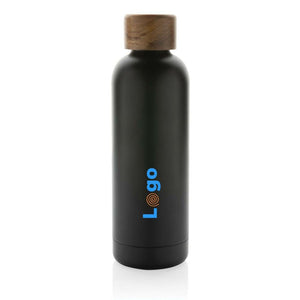 Bottiglia termica Wood in acciaio riciclato  certificato RCS - personalizzabile con logo
