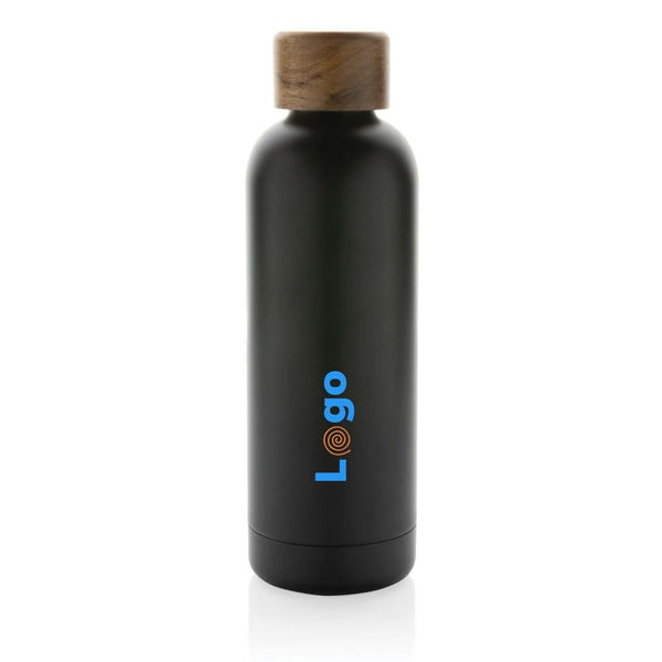 Bottiglia termica Wood in acciaio riciclato  certificato RCS - personalizzabile con logo