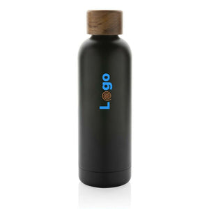 Bottiglia termica Wood in acciaio riciclato  certificato RCS - personalizzabile con logo