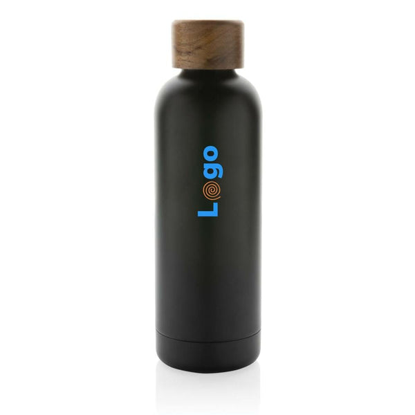 Bottiglia termica Wood in acciaio riciclato  certificato RCS - personalizzabile con logo