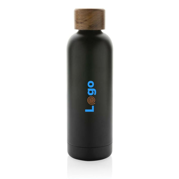 Bottiglia termica Wood in acciaio riciclato  certificato RCS - personalizzabile con logo