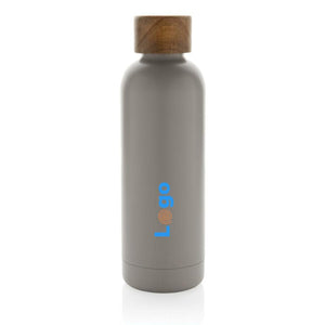 Bottiglia termica Wood in acciaio riciclato  certificato RCS - personalizzabile con logo