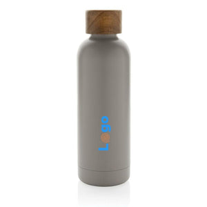 Bottiglia termica Wood in acciaio riciclato  certificato RCS - personalizzabile con logo