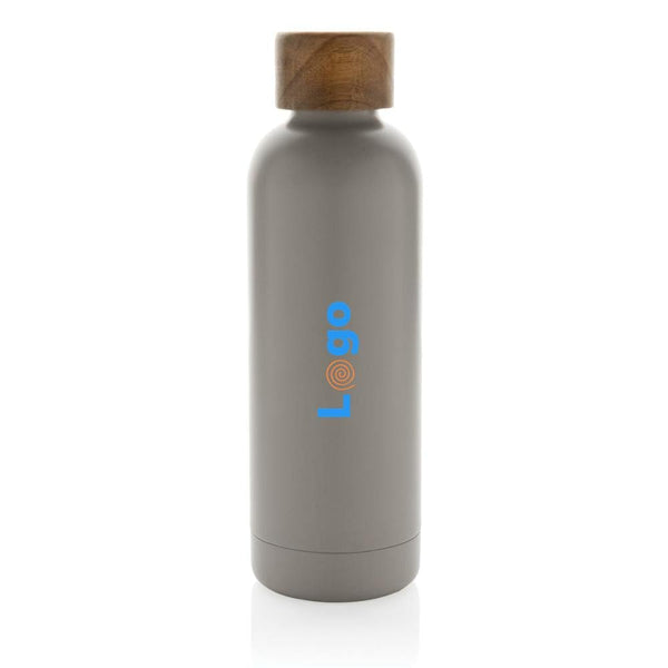 Bottiglia termica Wood in acciaio riciclato  certificato RCS - personalizzabile con logo