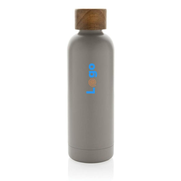 Bottiglia termica Wood in acciaio riciclato  certificato RCS - personalizzabile con logo
