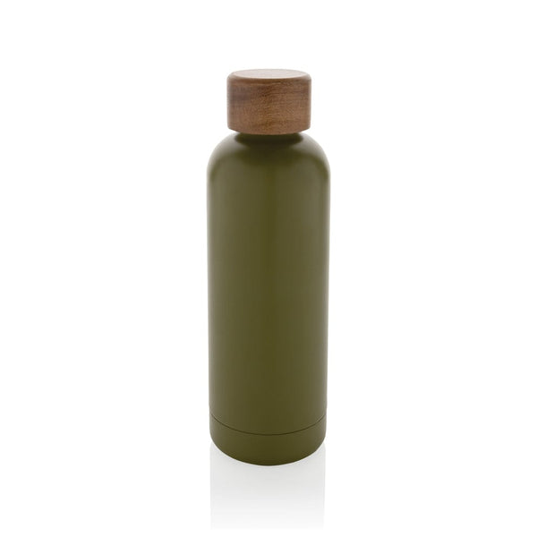 Bottiglia termica Wood in acciaio riciclato  certificato RCS verde - personalizzabile con logo
