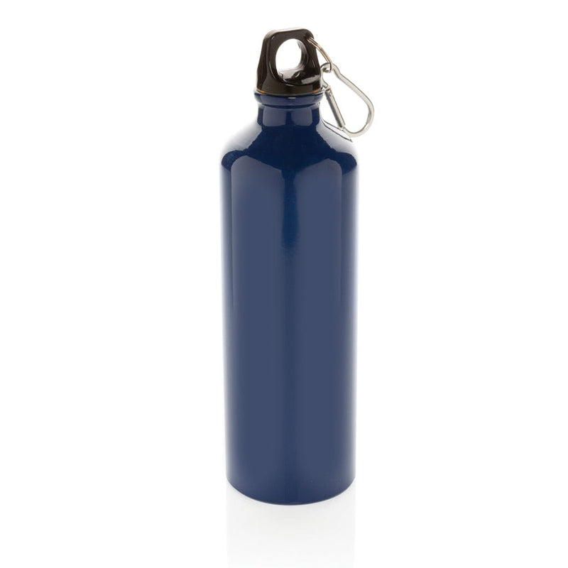 Bottiglia XL in alluminio con moschettone, 750ml blu - personalizzabile con logo