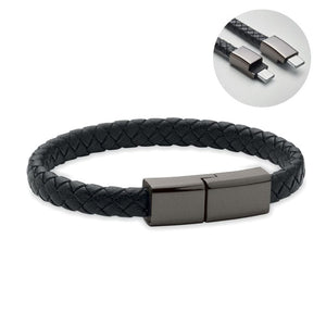 Bracciale con cavetto tipo-C Nero - personalizzabile con logo