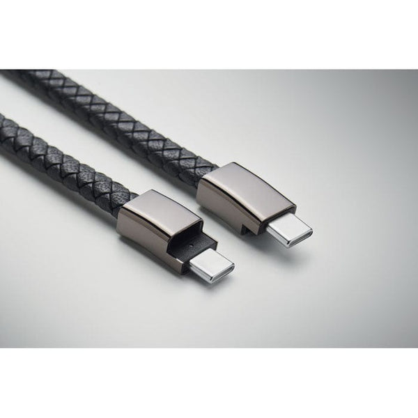 Bracciale con cavetto tipo-C Nero - personalizzabile con logo