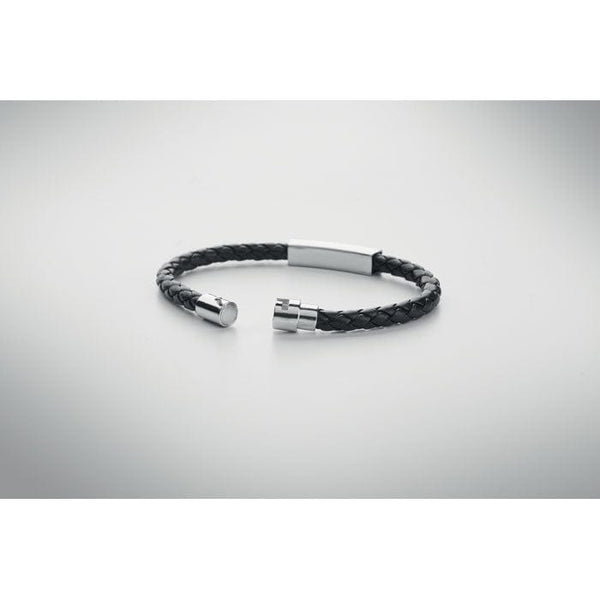 Bracciale in ecopelle Nero - personalizzabile con logo