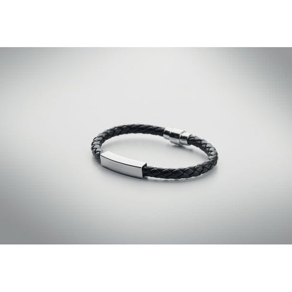 Bracciale in ecopelle Nero - personalizzabile con logo