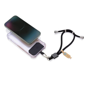 Bracciale regolabile porta telefono CarryLoop in rPET RCS nero - personalizzabile con logo