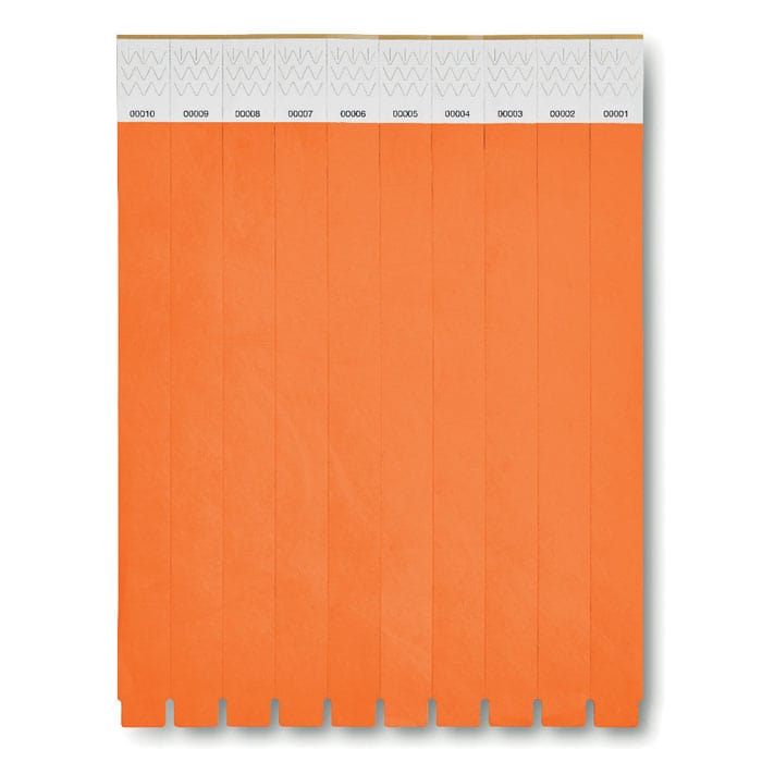 Braccialetto Tyvek® arancione - personalizzabile con logo