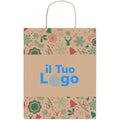 Busta regalo media decori Natale beige - personalizzabile con logo