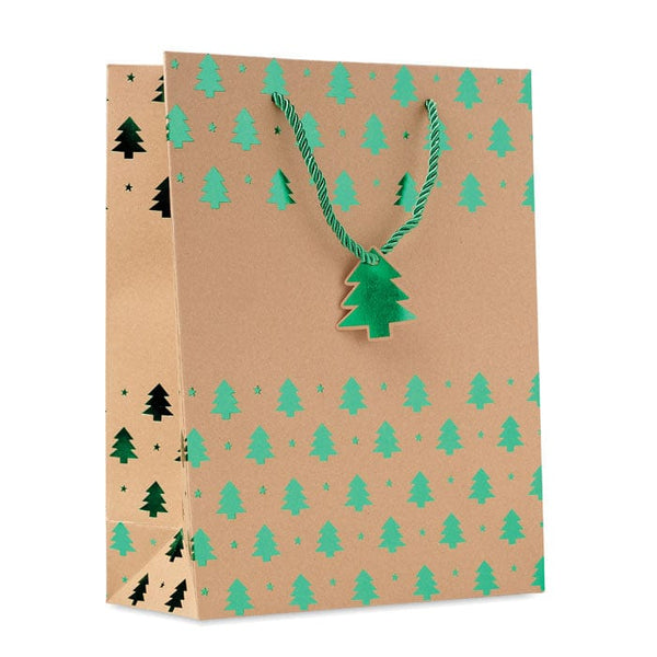 Busta regalo natalizia verde - personalizzabile con logo