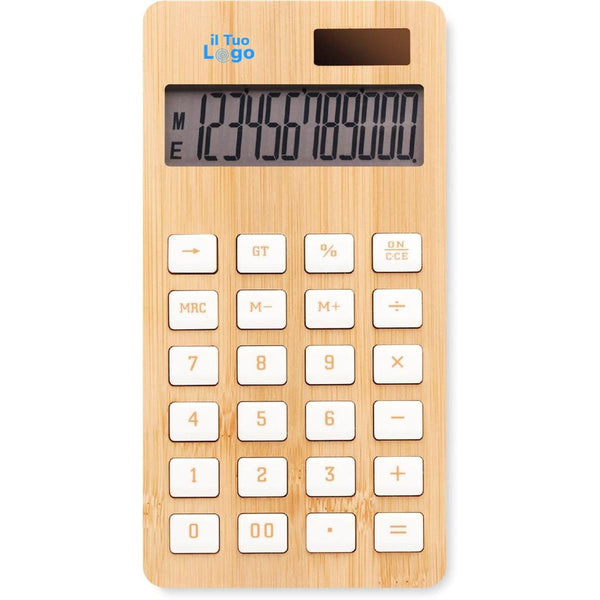 Calcolatrice in bamboo beige - personalizzabile con logo