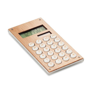 Calcolatrice in bamboo Retrò beige - personalizzabile con logo