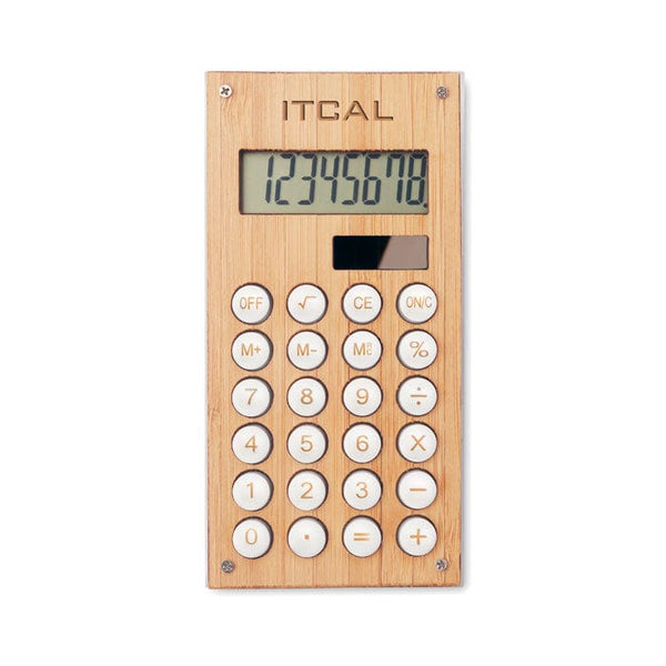 Calcolatrice in bamboo Retrò beige - personalizzabile con logo