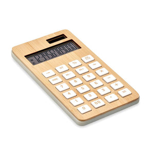 Calcolatrice in bamboo beige - personalizzabile con logo