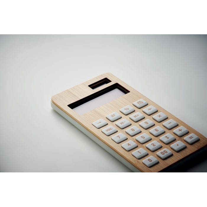 Calcolatrice in bamboo beige - personalizzabile con logo