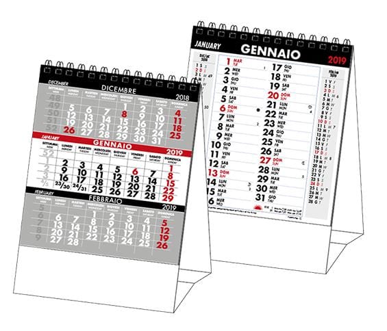 CALENDARI Trittico da banco / 300 pezzi / 1 colore - personalizzabile con logo