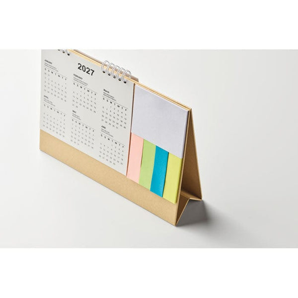 Calendario da tavolo con memopad beige - personalizzabile con logo