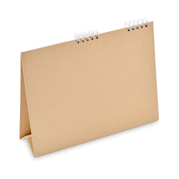 Calendario da tavolo con memopad beige - personalizzabile con logo