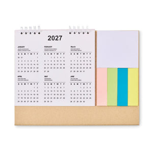 Calendario da tavolo con memopad beige - personalizzabile con logo