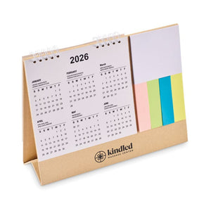Calendario da tavolo con memopad beige - personalizzabile con logo