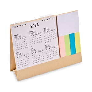 Calendario da tavolo con memopad beige - personalizzabile con logo