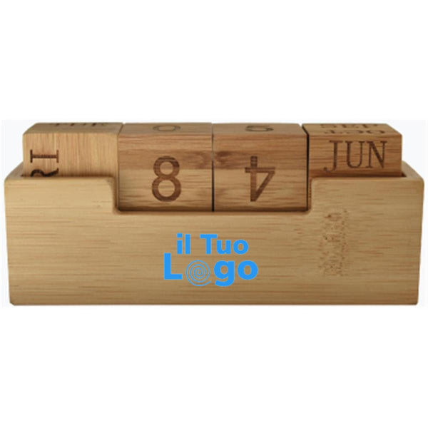 Calendario in bamboo beige - personalizzabile con logo