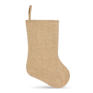 Calza di Natale in  juta con cuciture decorative 45 cm natural - personalizzabile con logo
