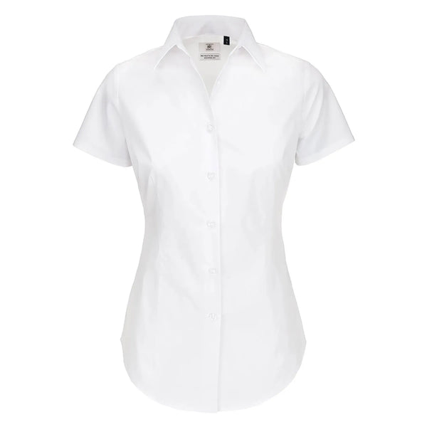 Camicia Black Tie Manica Corta Donna bianco / XS - personalizzabile con logo