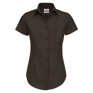 Camicia Black Tie Manica Corta Donna marrone / XS - personalizzabile con logo