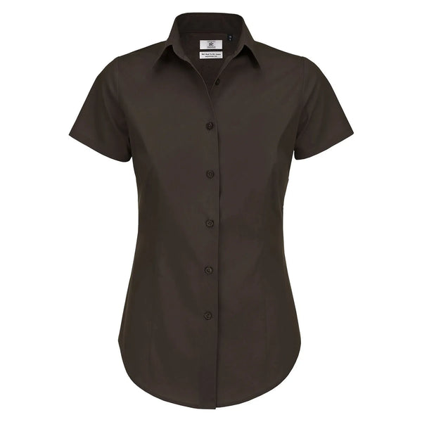 Camicia Black Tie Manica Corta Donna marrone / XS - personalizzabile con logo