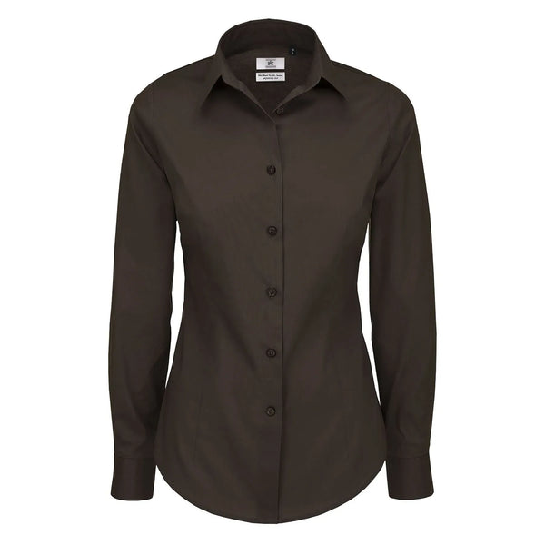Camicia Black Tie Manica Lunga Donna marrone / XS - personalizzabile con logo
